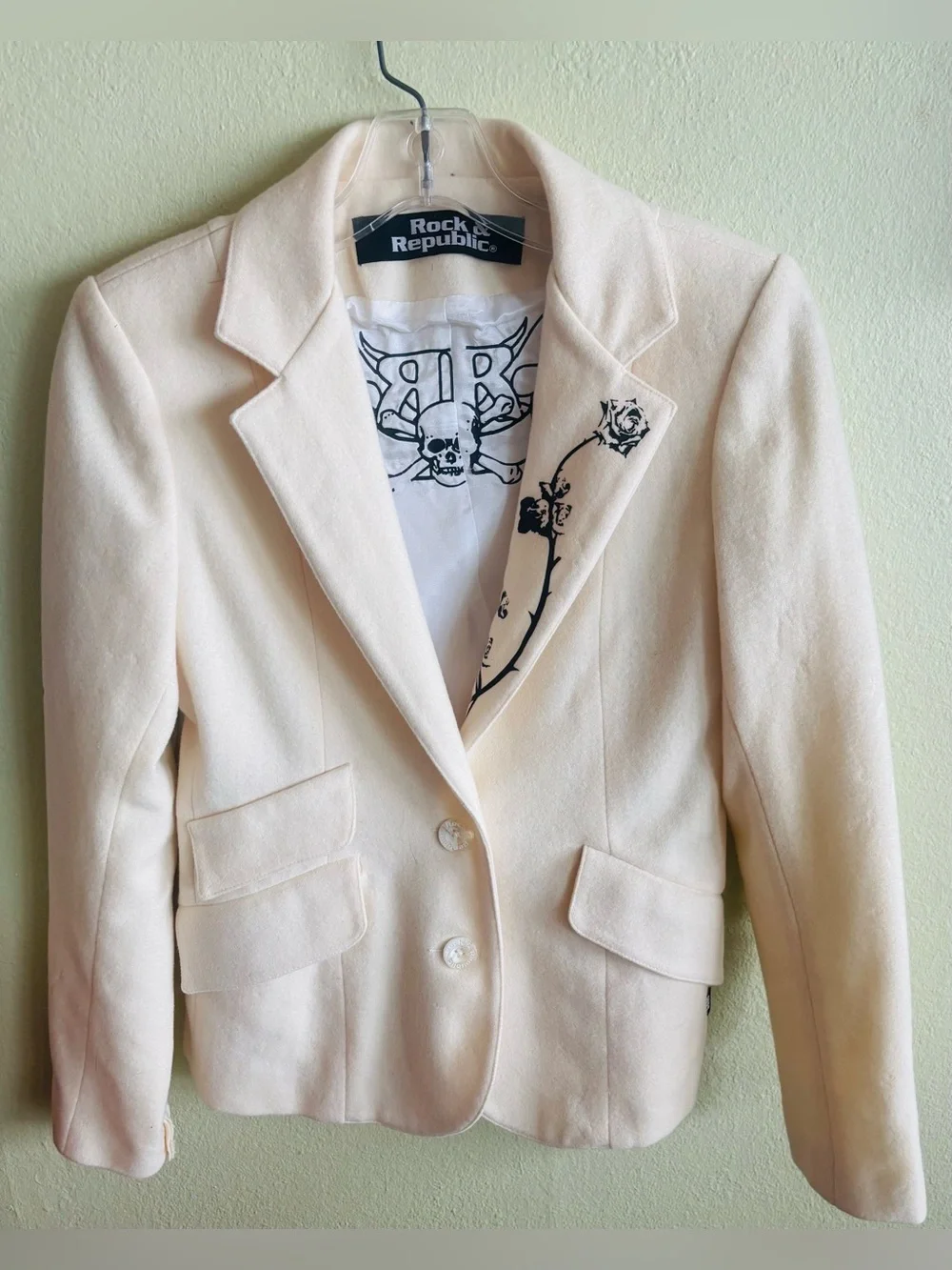 Vintage Y2K Rock & Republic Cream Grunge  Punk Blazer Size: Medium